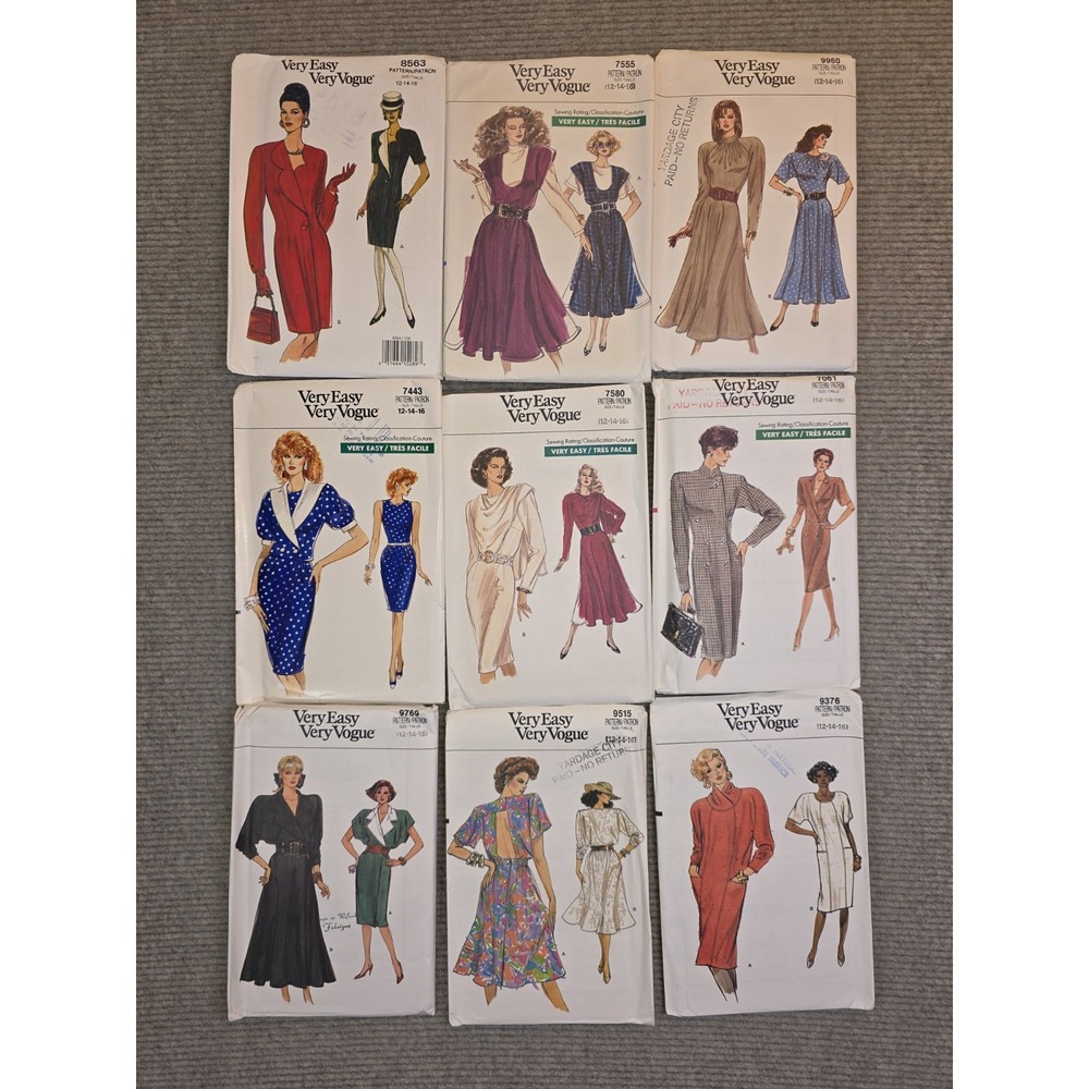 Vtg Very Easy Very Vogue Sewing Patterns 80s-90s Lot of 9 Uncut Size 12/14/15